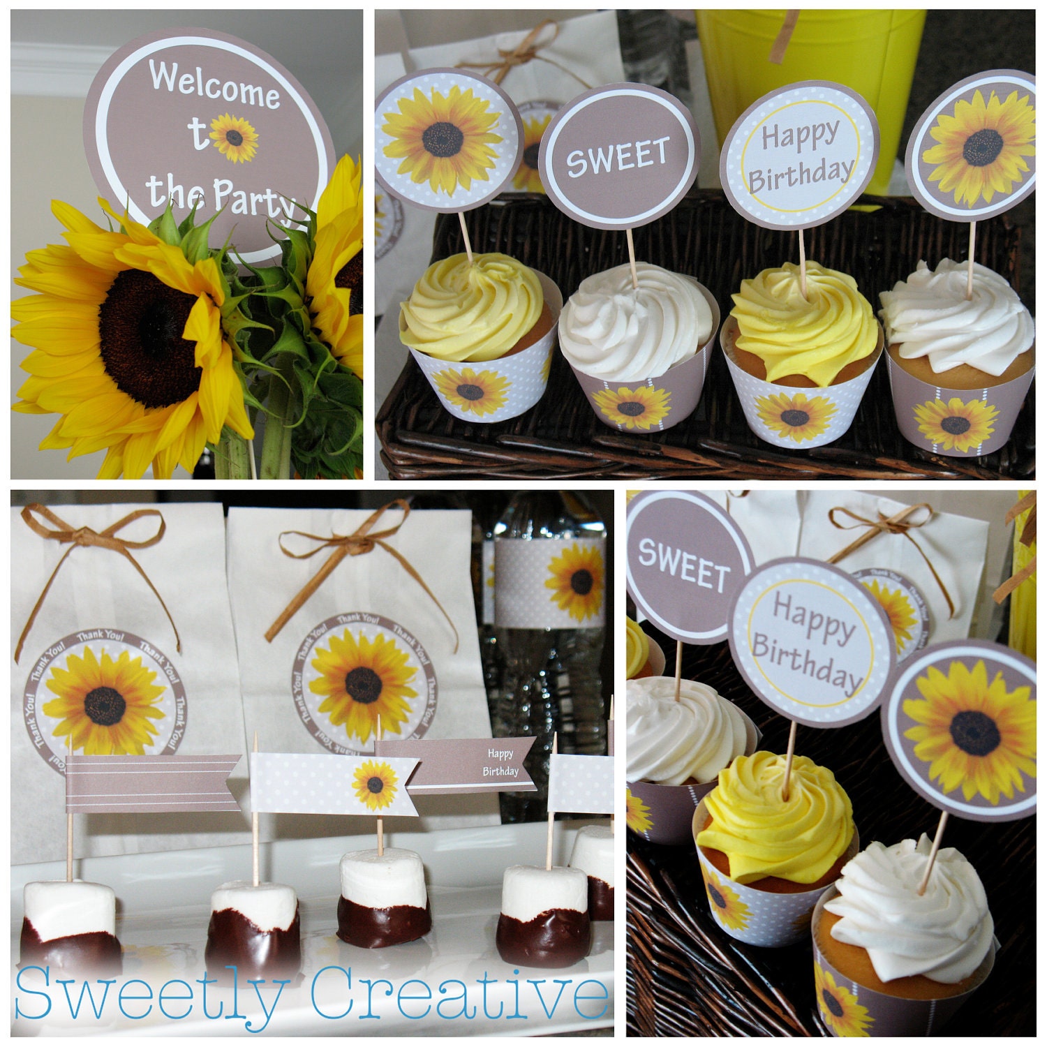 Printable Sunflower Party Collection INSTANT by SweetlyCreative