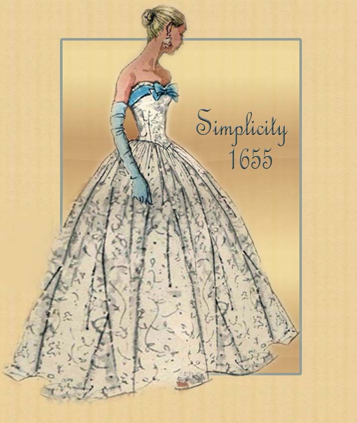 Vintage Simplicity Pattern 1655 Stunning Strapless Formal Evening Gown and Short Dressy Day Dress 1950 Fashion