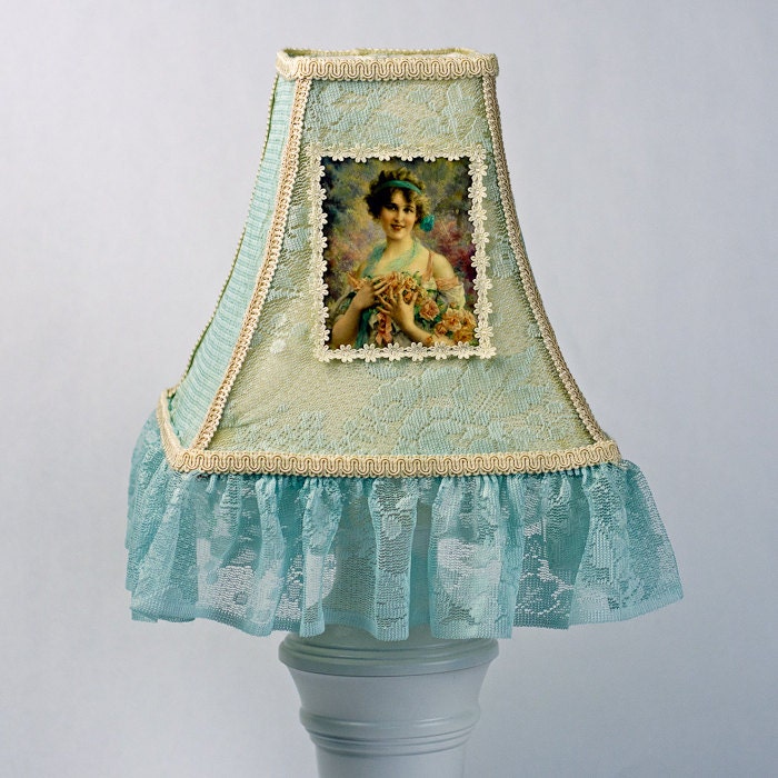 Victorian Lamp Shades on Lamp Shade  Blue Lamp Shade  Shabby Chic Lamp Shade  Victorian Lamp