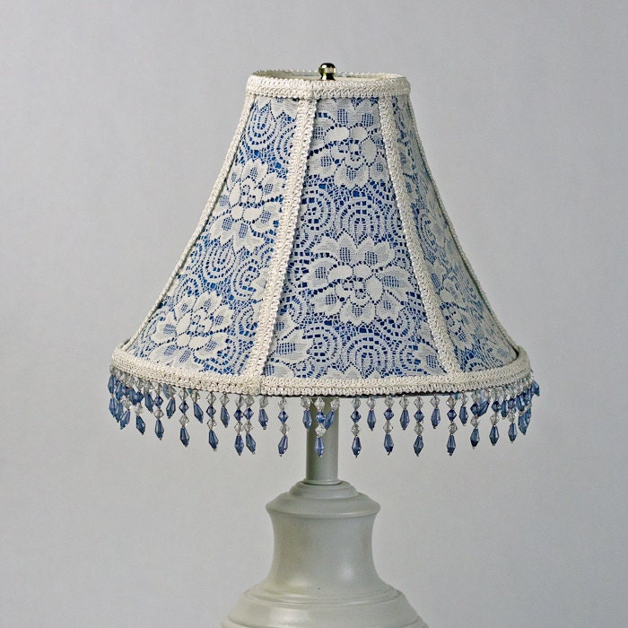Lamp Shades Blue on Lace Lamp Shade  Blue Lamp Shade  Victorian Lampshade  Vintage