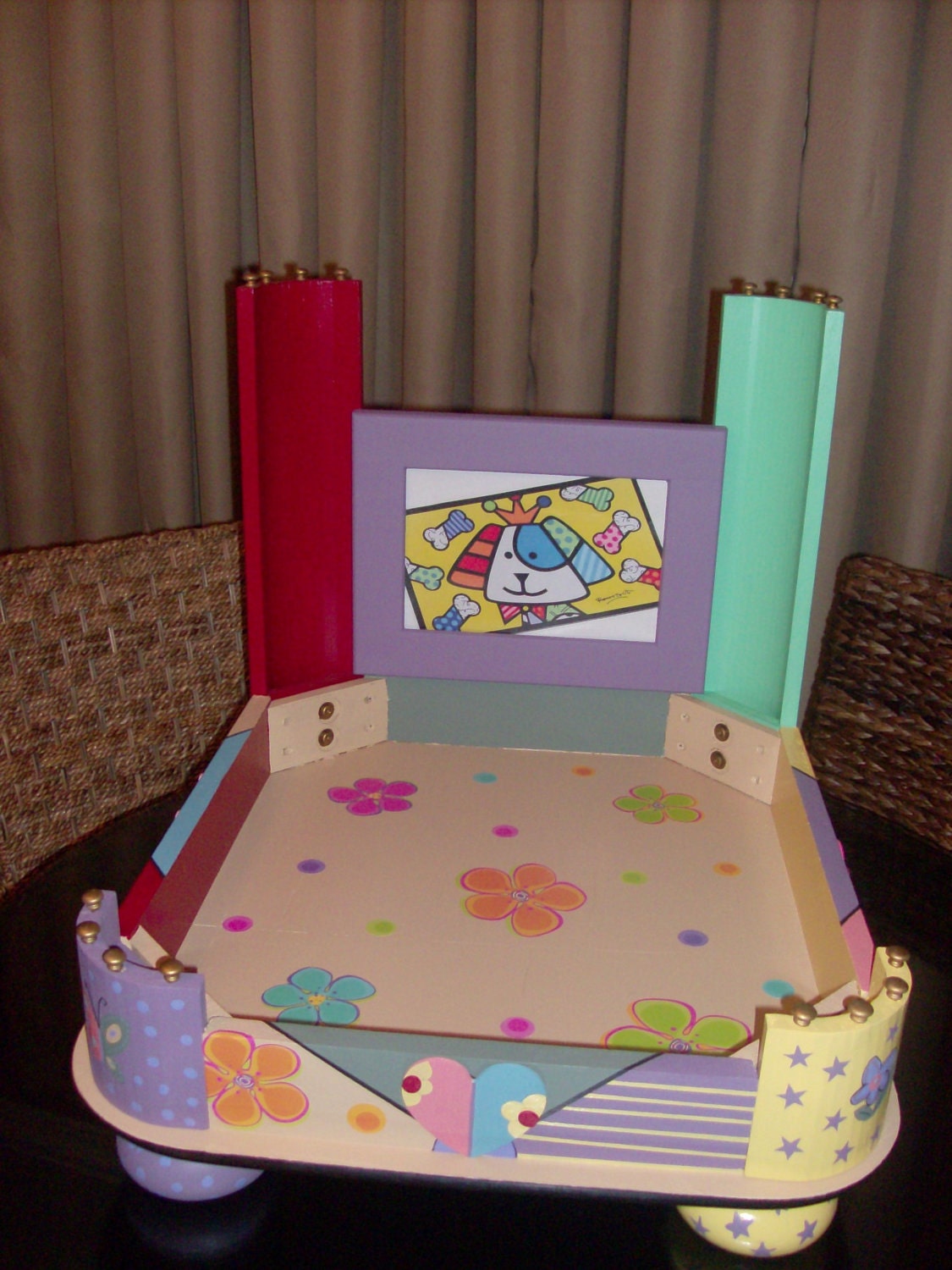 Hand Painted, Handmade Wood Dog/Pet Bed