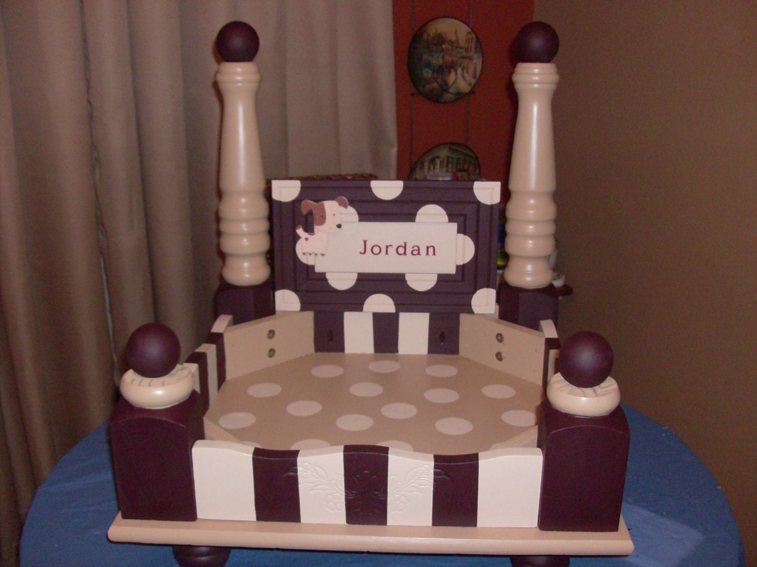 Hand Painted, Handmade Wood Dog/Pet Bed