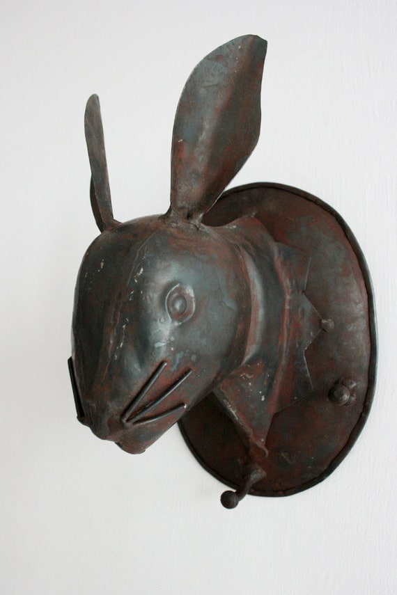 Handmade Iron Bunny Bust or Coat Rack