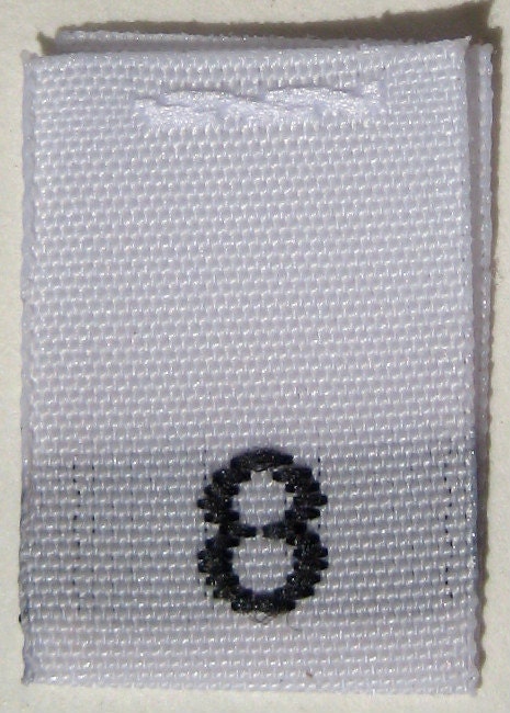 50 pcs White Woven Sew Clothing Labels, Toddler Size Tags -  Size 8 - Eight