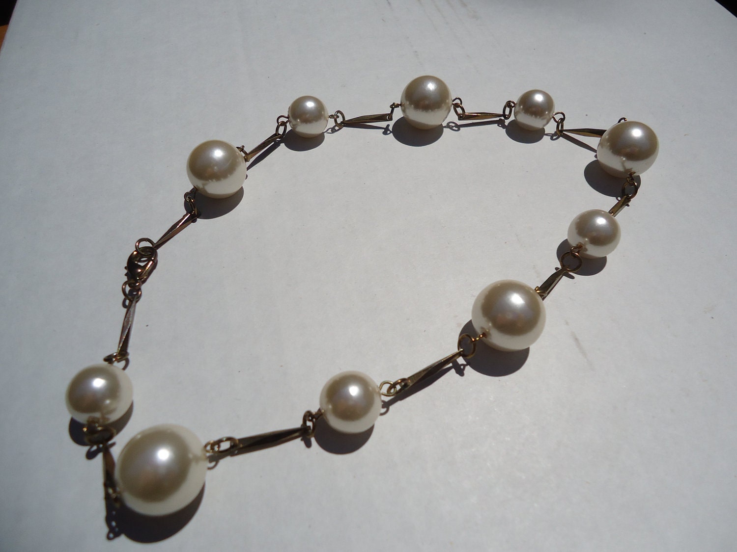 Vintage faux pearl chain necklace
