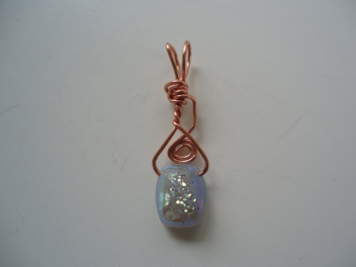 AB Blue Lace Agate Druzy Copper Swirl Pendant