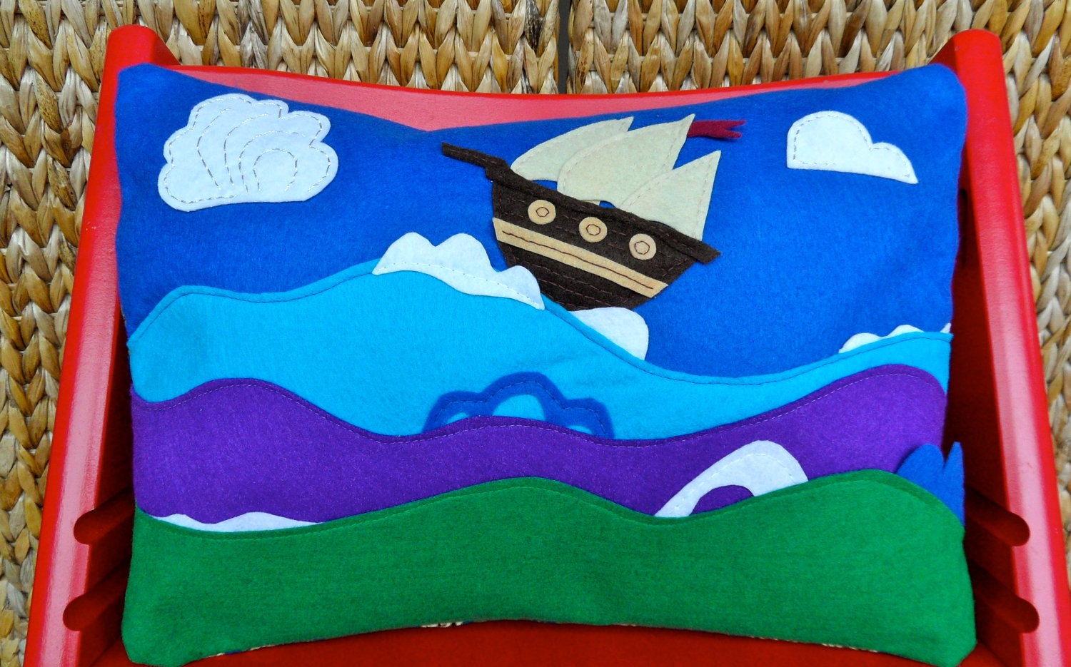 Seven Seas Pillow Cover, boy room, girl room, home decor pillow, art pillow, Deep blue green and violet colors