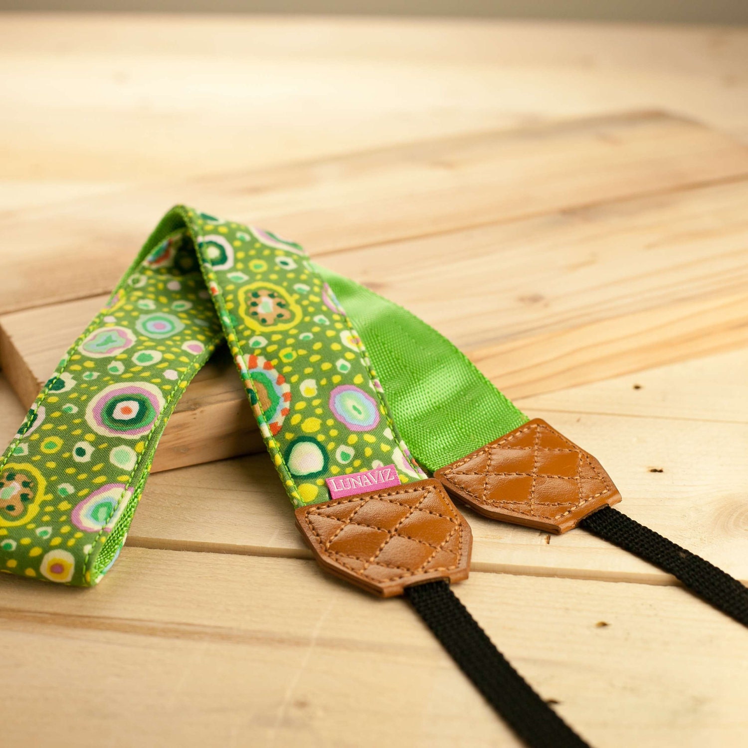 Camera Strap - Roman Glass in Green for DSLR and Mirrorless with Brown Tag (Green)