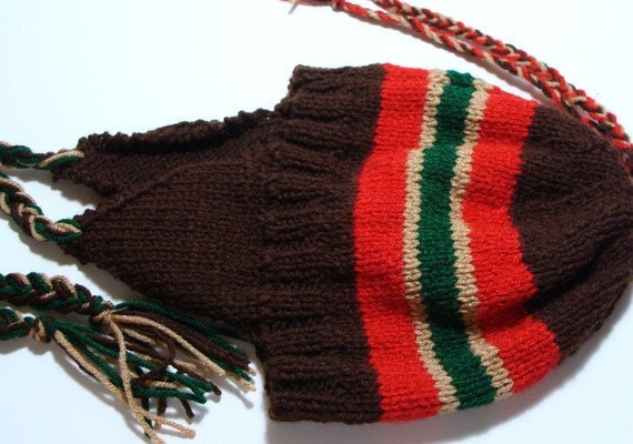 Striped Unisex Knit Ear Flap Hat In Earthtones