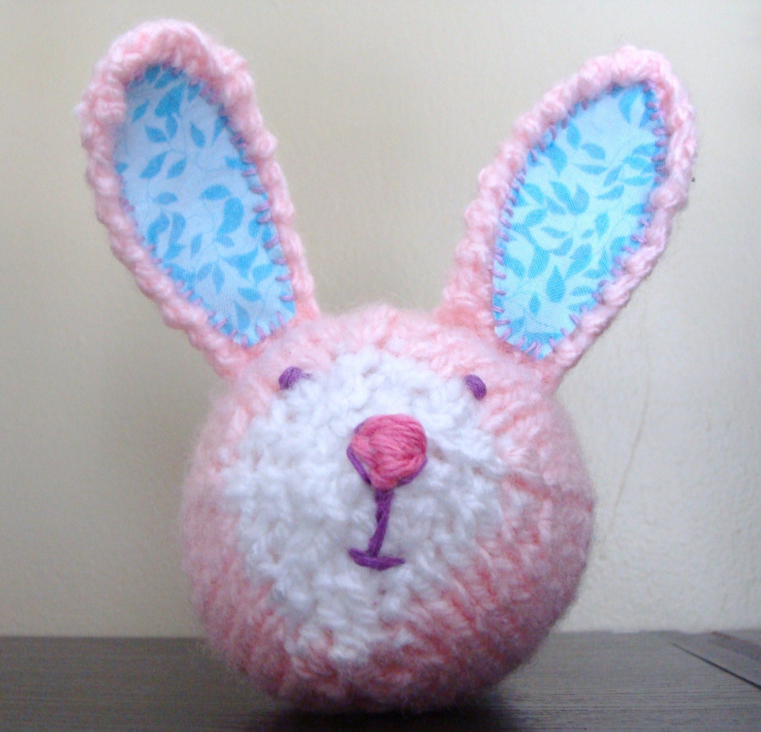 Pink and White Knit Bunny