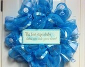 It's A Boy Shiny Blue Deco Poly Mesh Wreath for Baby Shower, Hospital Door, and Nursery