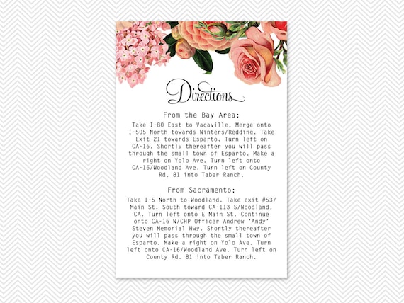DIY English Garden Digital Directions Card - "Jillian"