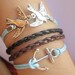 Bracelet--antique silver swallow anchor bracelet & double wax string chain