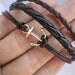 Bracelet--antique silver anchor bracelet & double wax string chain