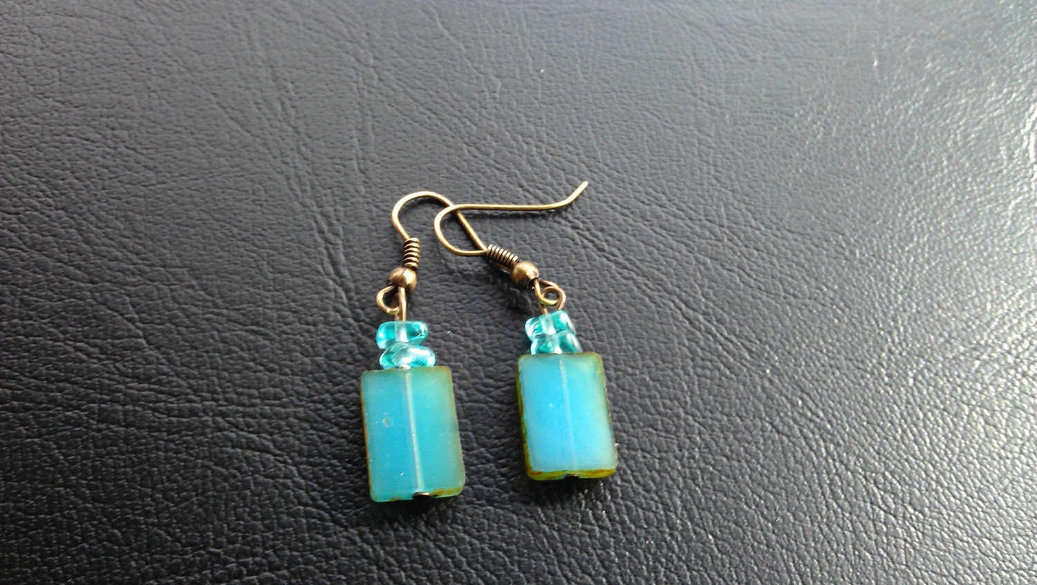Blue Sea Glass Earrings