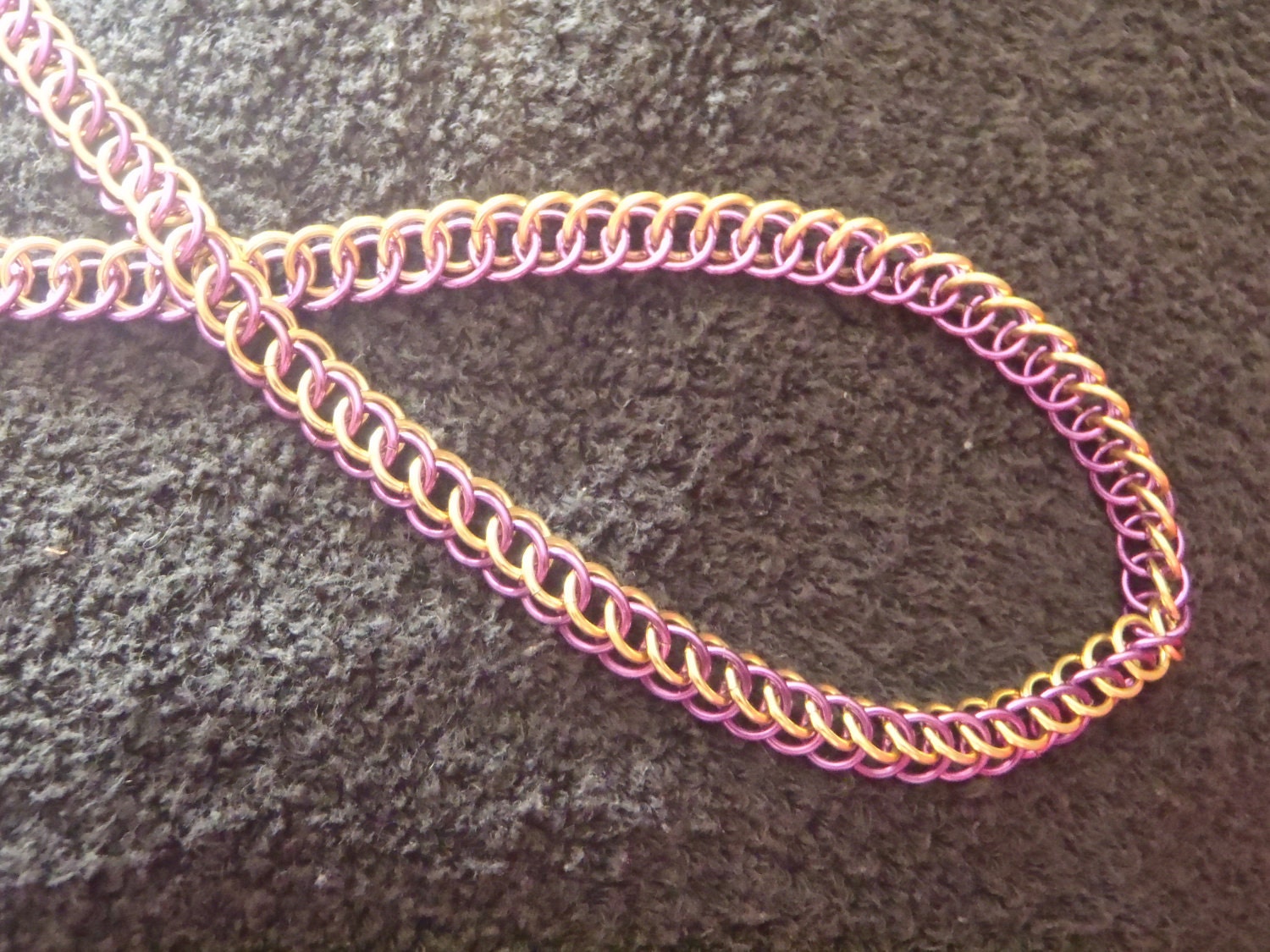 Gold and purple chainmail bracelet  half persian