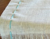 Turquoise Ribbon & Burlap Table Runner