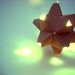 Paper Origami Lamp. Tan and Aqua. 48 sides. (Polyhdra Luminaria Series)