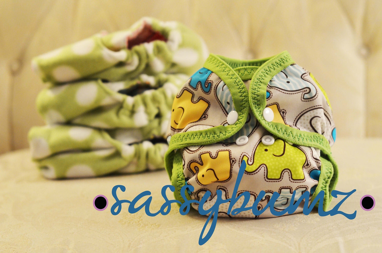 Diaper cover with snaps, made with 100% polyester knit PUL fabric. YOU PICK size.