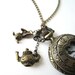 Sale (Limited Time) - Antique Brass Heart Filigree Cover Usable Pocket Watch with Cute Rabbit and Teapot Pendants Necklace