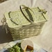 Vintage Picnic Basket with Blue and Yellow Antique China Mosaics