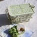 Vintage Picnic Basket with Blue and Yellow Antique China Mosaics