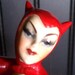HARD TO FIND Vintage Halloween Devil Pin Up Style Woman/Lady Ballerina/Dancer with Red Tutu Holding Pitch Fork