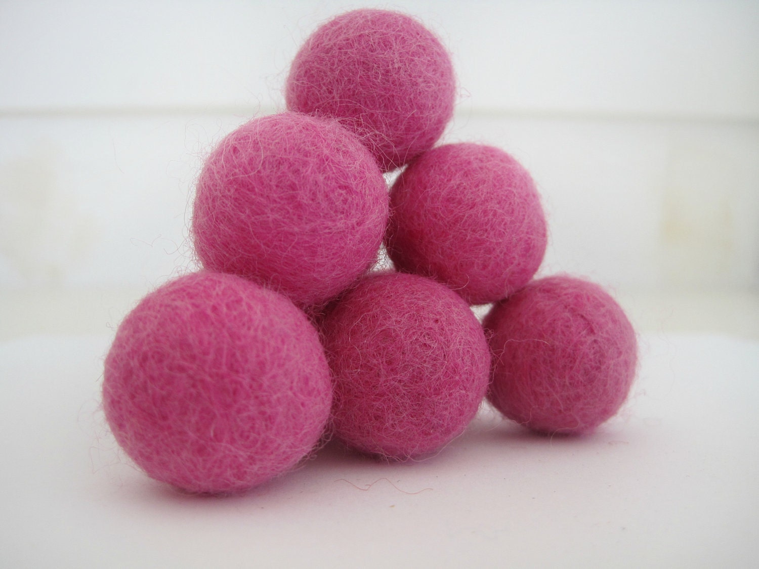 Pink Felt Balls x 10 Wool 20mm size