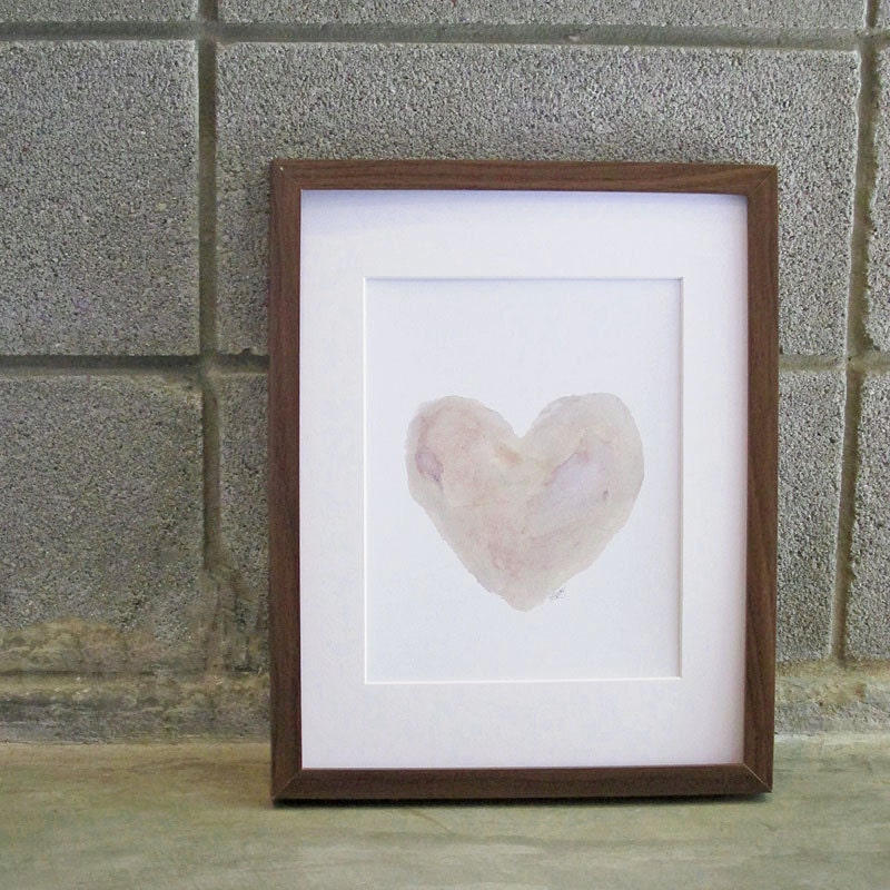 Lavender Heart Print from Original Watercolor Painting  Love Inspirational Natural French Country Shabby Chic Style Cottage