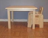 Children's Wooden Table and Two Chairs