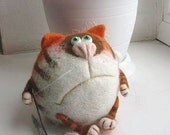 Needle Felted Toy - Orange cat Basil-Soft Sculpture, OOAK