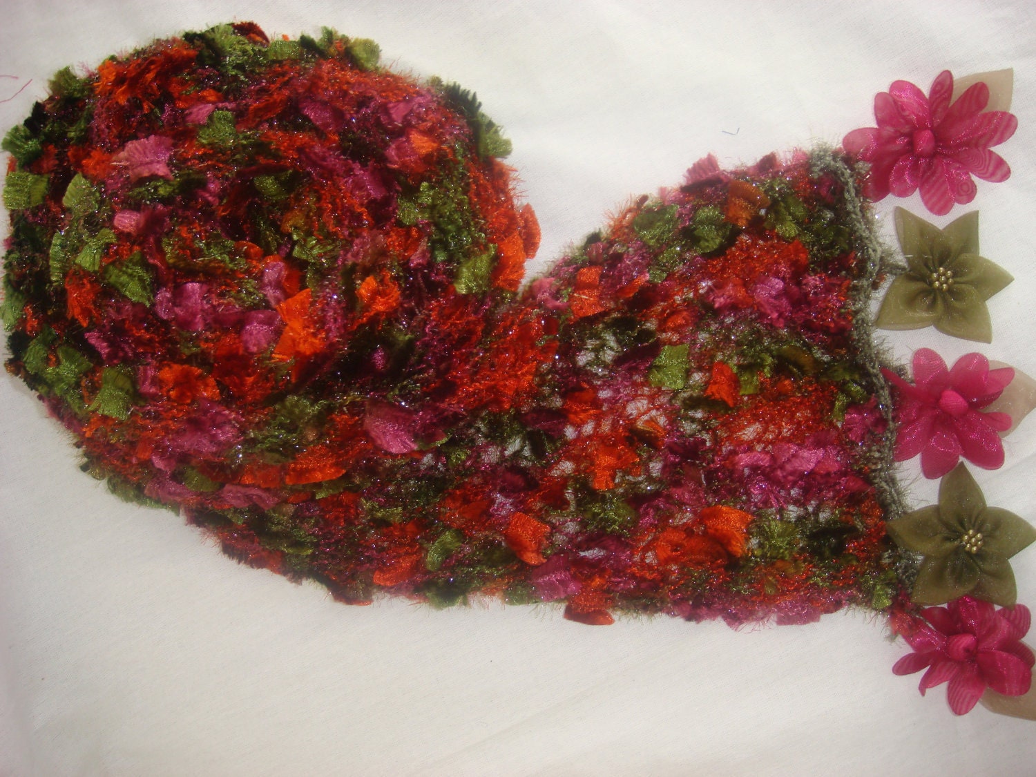 Hand knitted colorful elegant scarf