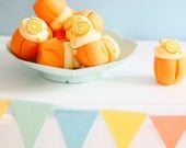Orange Cupcake beads, 5pcs Handmade Summer Charms