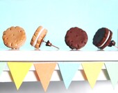 Handmade Oreo Earrings. Polymer clay food jewellery post