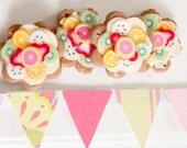 Handmade Tart Charms, 5pcs fruit tart beads (also avaliable as cabochons)
