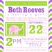Modern Typography Baby Sprinkle, Shower, Sip and See Invitation/Invite. Pink, Green, Yellow, Purple, Custom you choose colors