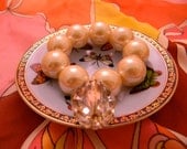 Large Pearl & Clear Bead Bracelet
