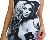 Retro Vintage Classic Print Beyonce Sexy Singer White T-shirt Very Thin Cotton Tank Women's Tops S M