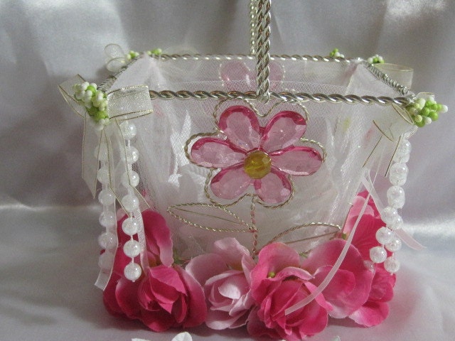 FLOWER GIRL BASKET  Pink on Pink Floral for your Wedding Day