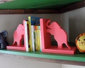 Hot Pink Elephant Bookends - Custom Colors Available, kids bookends, nursery