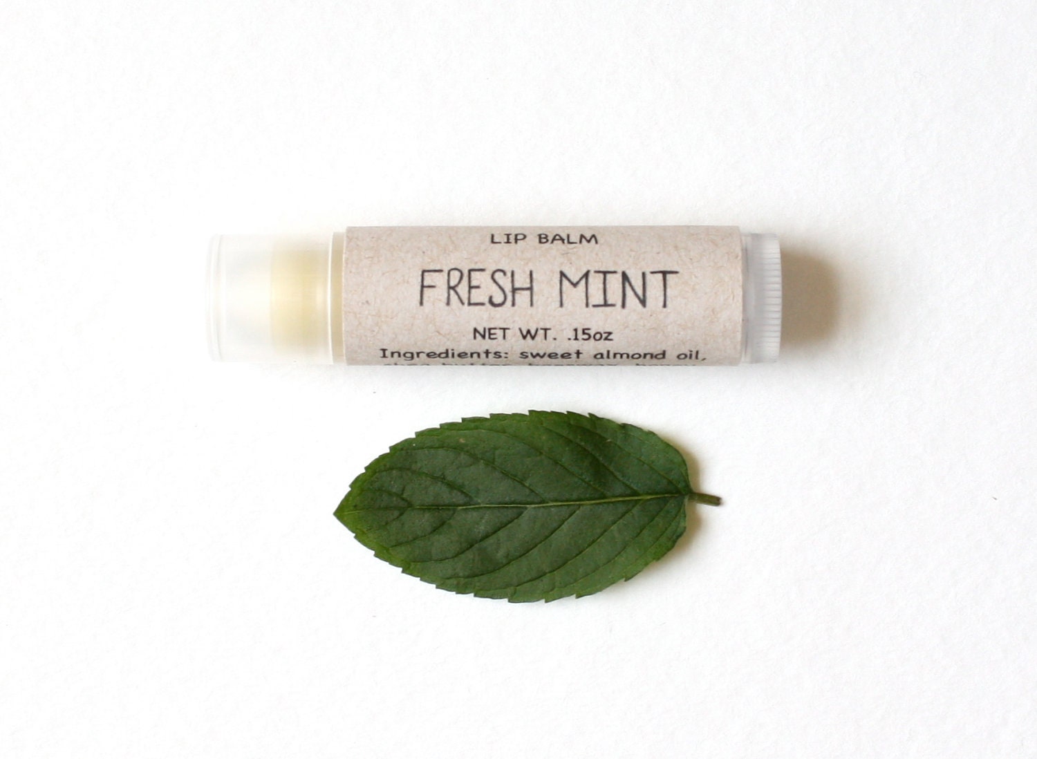 Mint Lip Balm - Made with all natural beeswax and organic shea butter in a tube