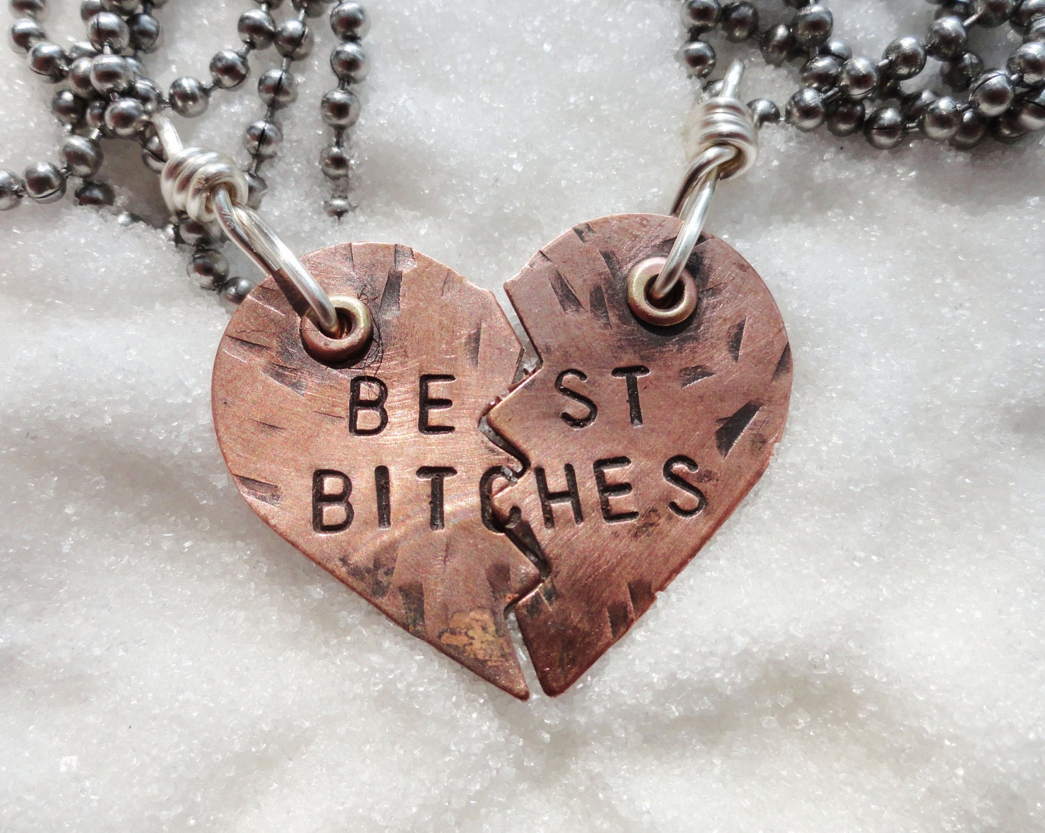 Mature Content - Necklaces - Best Bitches Necklaces Copper Heart on Stainless Steel Ballchain