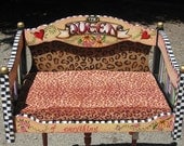 Whimsical Handpainted Furniture Dog Cat Bed Beth Baker the Heart Home Decor Pet Supplies -- Shipping Included