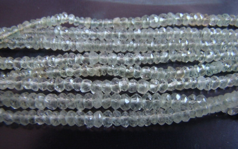 14 inches Green Amethyst Rondelle Faceted 3 to 4 mm beads
