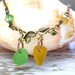Sea Glass Necklace Branch Leaf Antique Brass