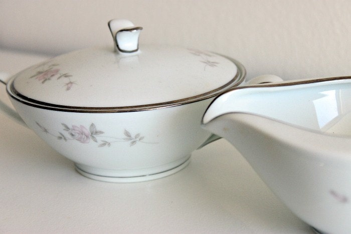 Vintage Noritake Creamer Pour and Sugar Bowl Style 6314 1962-1973 Elegant Floral Pattern Romantic Vintage Housewares