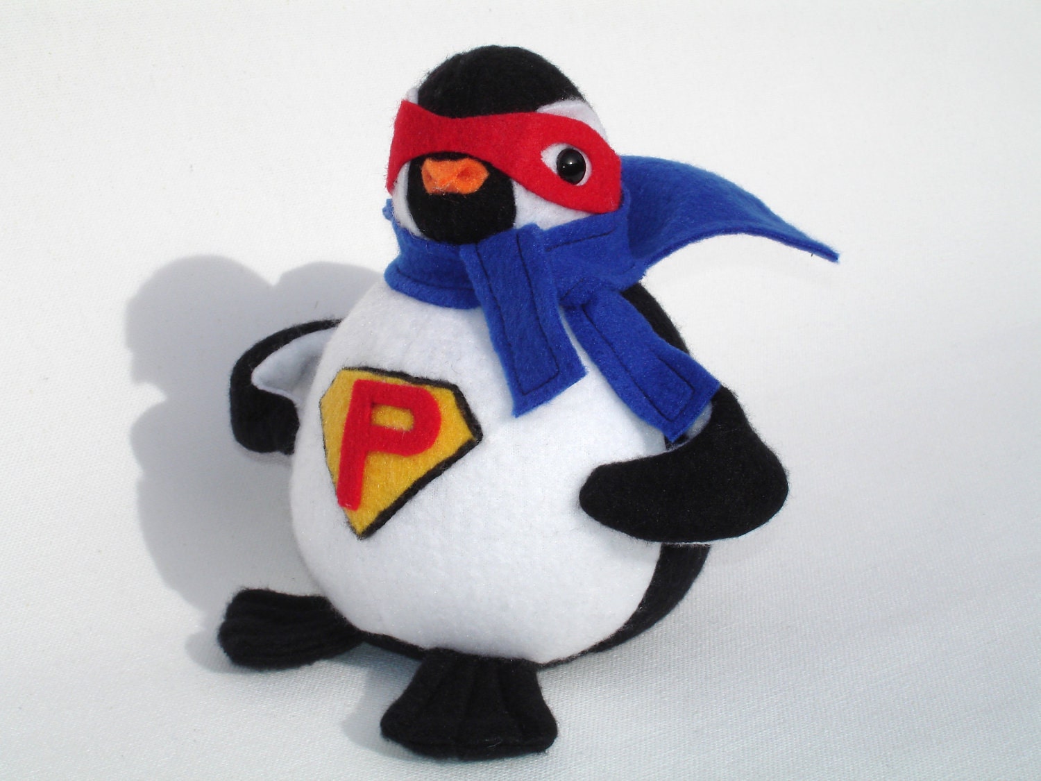 stuffed penguin super hero plushie cape and mask