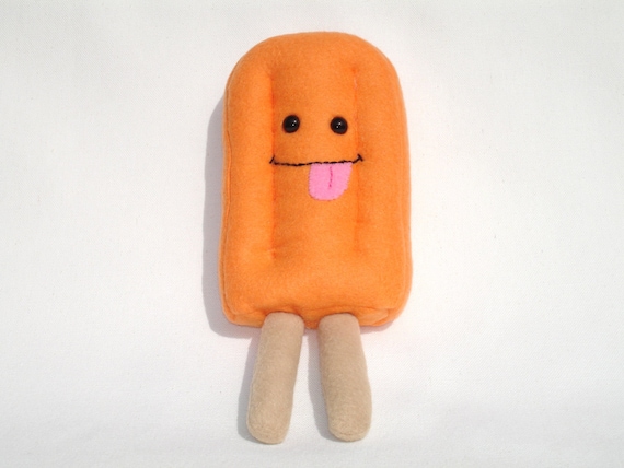 plush popsicle toy pretend food, orange creamsicle
