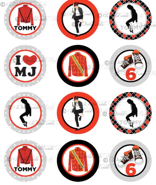 Michael Jackson Cupcake Topper - decorazioni festa Michael Jackson - DIY party file - printable party