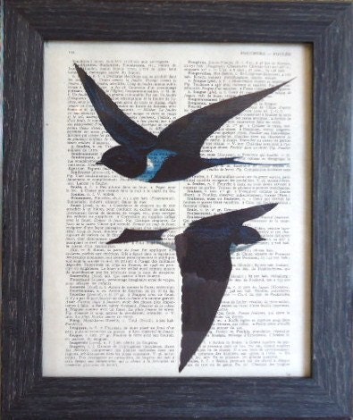 THE SWALLOW BIRD print spring trends march on an vintagedictionary bird page, french Dictionary bird art print bird poster (148)